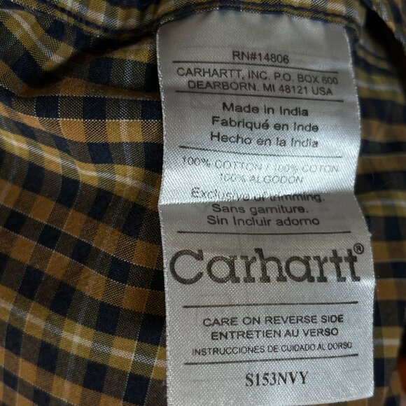 Carhartt Button Down Shirt Chest Pocket Brown Plaid Long Sleeve Collared Size L - Picture 14 of 14